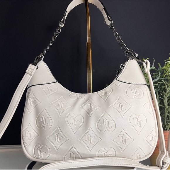 Juicy Couture Good Times Crystal Shoulder Bag Cream Logo Chain Purse NWT​ - Picture 6 of 7